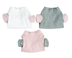 Dog Turtleneck Shirt with Faux Pearl Button Accent For Small Dog Breeds (Pink)