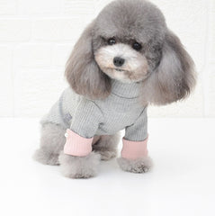 Dog Turtleneck Shirt with Faux Pearl Button Accent For Small Dog Breeds (Grey)