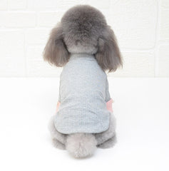 Dog Turtleneck Shirt with Faux Pearl Button Accent For Small Dog Breeds (Grey)