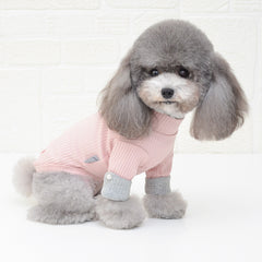 Dog Turtleneck Shirt with Faux Pearl Button Accent For Small Dog Breeds (Pink)