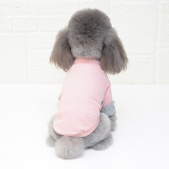 Dog Turtleneck Shirt with Faux Pearl Button Accent For Small Dog Breeds (Pink)