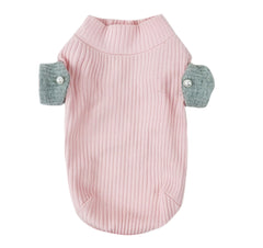 Dog Turtleneck Shirt with Faux Pearl Button Accent For Small Dog Breeds (Pink)