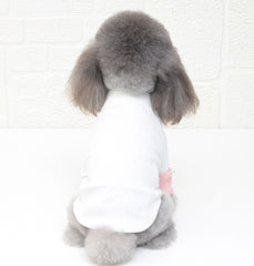 Dog Turtleneck Shirt with Faux Pearl Button Dog Apparel For Small Dog Breeds (White)