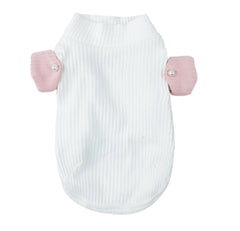 Dog Turtleneck Shirt with Faux Pearl Button Dog Apparel For Small Dog Breeds (White)