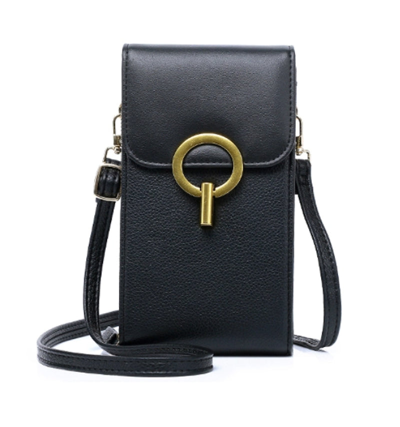 Crossbody Cellphone Bag Case Phone Wallet -Black