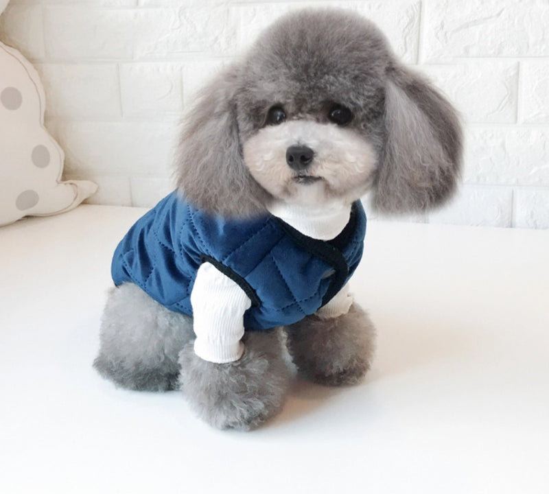 Dog & Cat Quilted Jacket Vest For Small Breeds (Blue)
