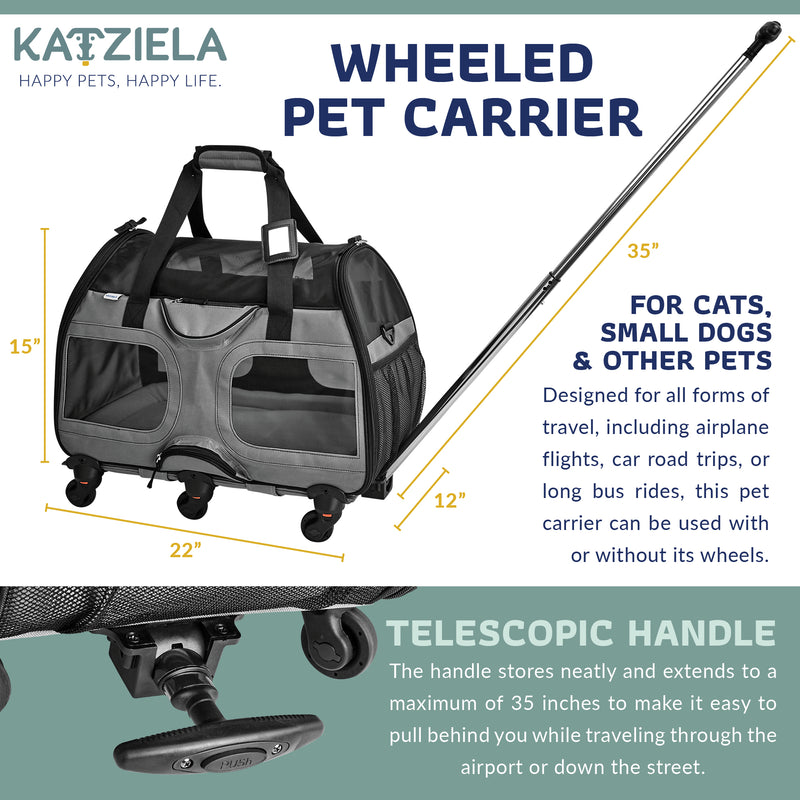 Katziela Airline Approved Wheeled Dog & Cat Carrier