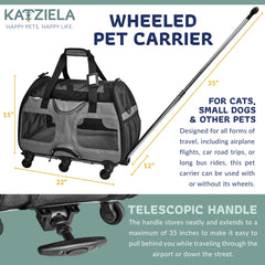 Katziela Airline Approved Wheeled Dog & Cat Carrier