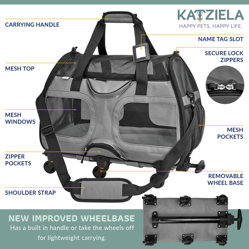 Katziela Airline Approved Wheeled Dog & Cat Carrier
