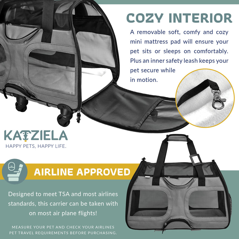 Katziela Airline Approved Wheeled Dog & Cat Carrier