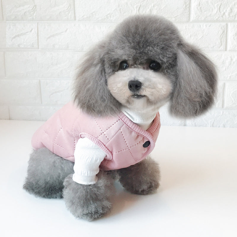 Dog & Cat Quilted Jacket Vest For Small Breeds (Pink)